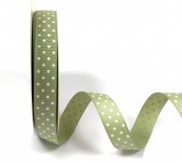 Bertie's Bows 16mm Grosgrain Ribbon with White Polka Dots Soft Sage 22