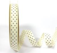 Bertie's Bows 16mm Grosgrain Ribbon with White Polka Dots Ivory 24