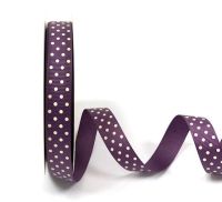 Bertie's Bows 16mm Grosgrain Ribbon with White Polka Dots Amethyst 25