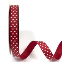 Bertie's Bows 16mm Grosgrain Ribbon with White Polka Dots Cranberry 27