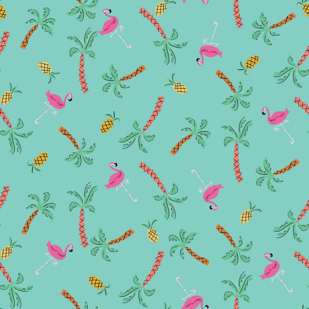Dashwood Studio Lazy Days Cotton Fabric Flamingos & Pineapples