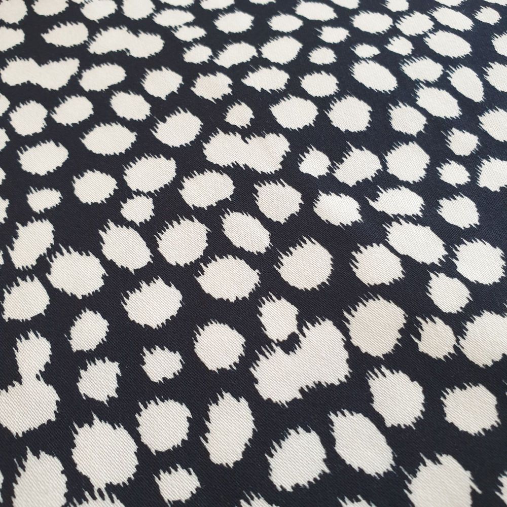 Cotton Sateen Fabric Dots Navy White 