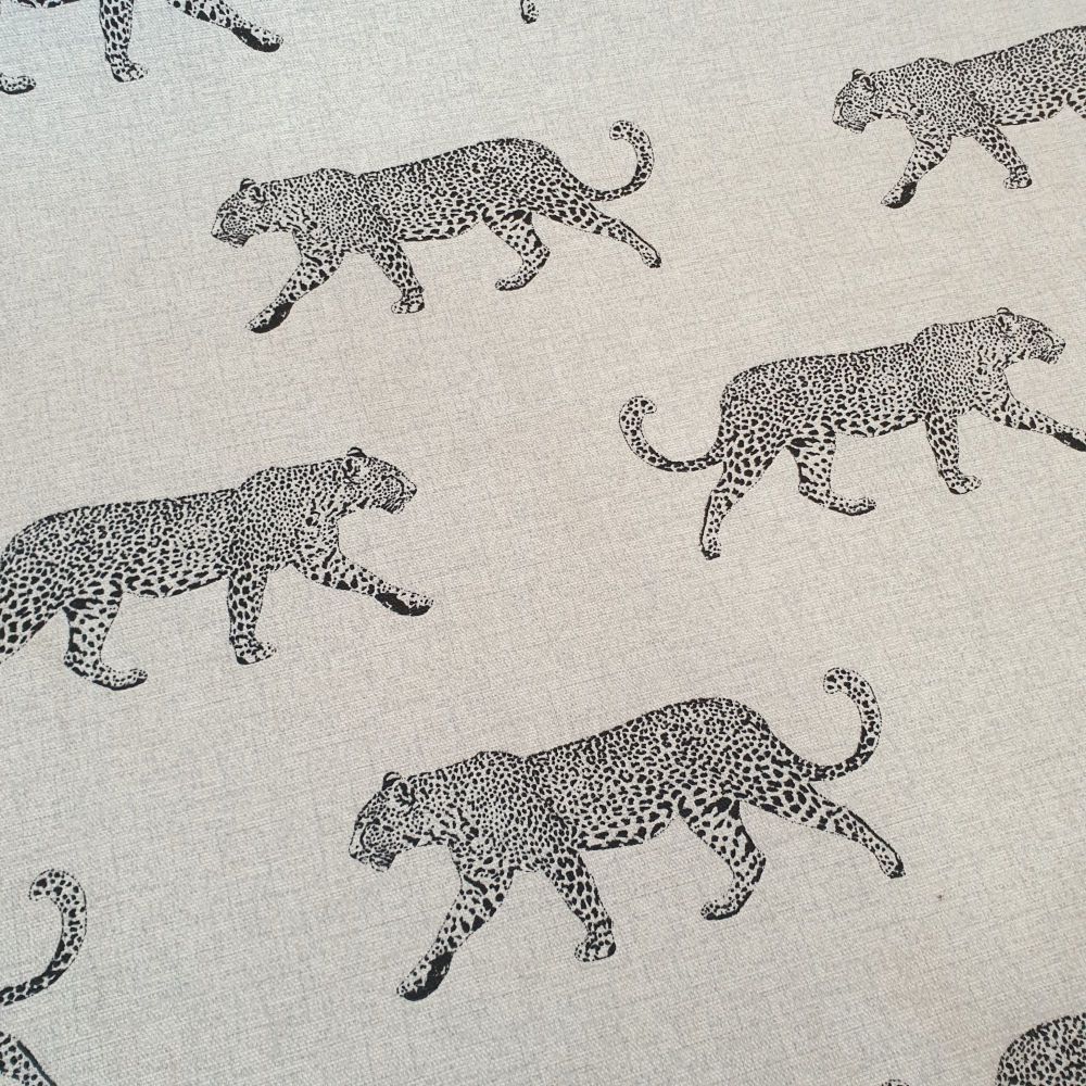 Upholstery Cotton Linen Mix Fabric Leopard Panama Natural 