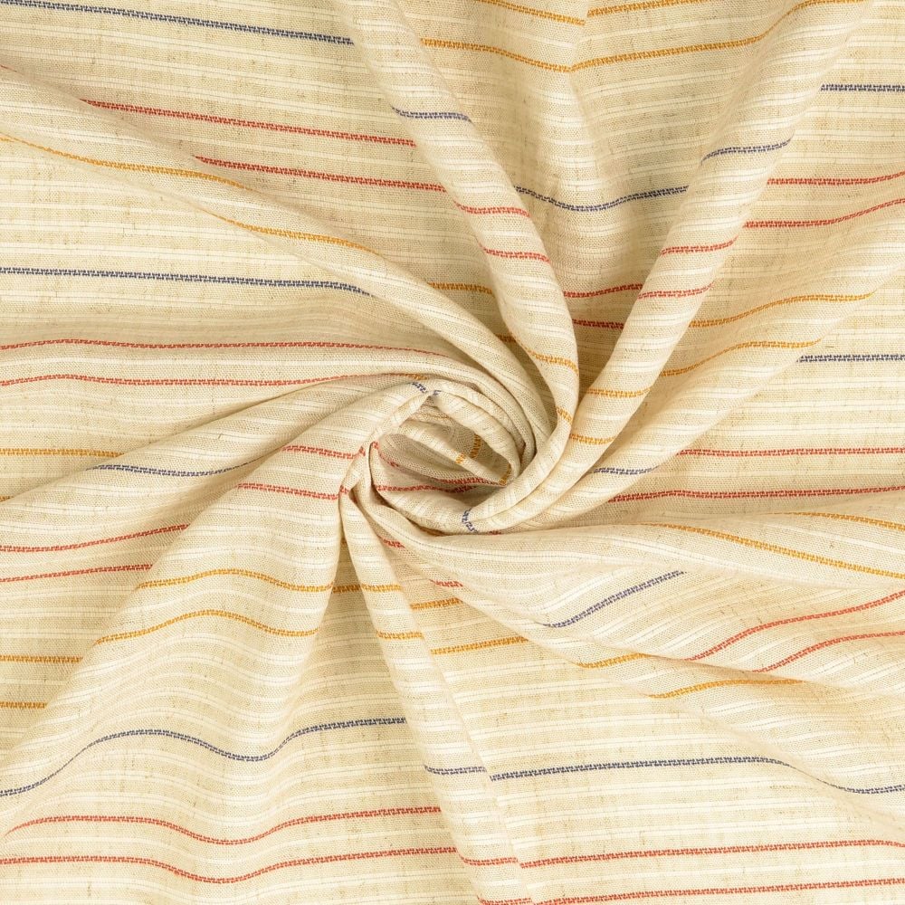 Viscose Linen Mix Natural Coloured Stripes 