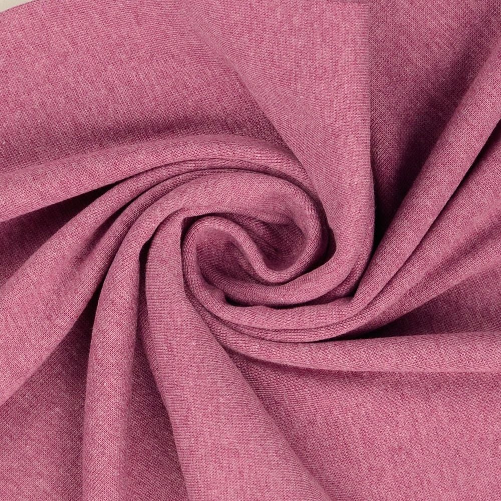 Tubular Ribbing Fabric Melange Raspberry Pink 
