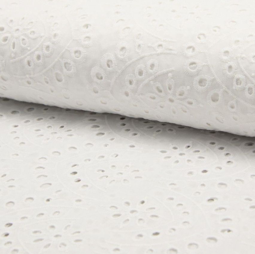 Broderie Anglaise Cotton Fabric Deluxe White 