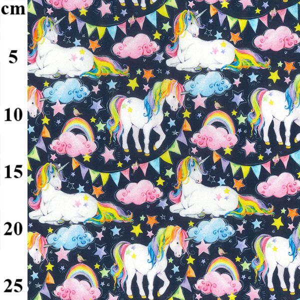 Cotton Fabric Rainbow Unicorns