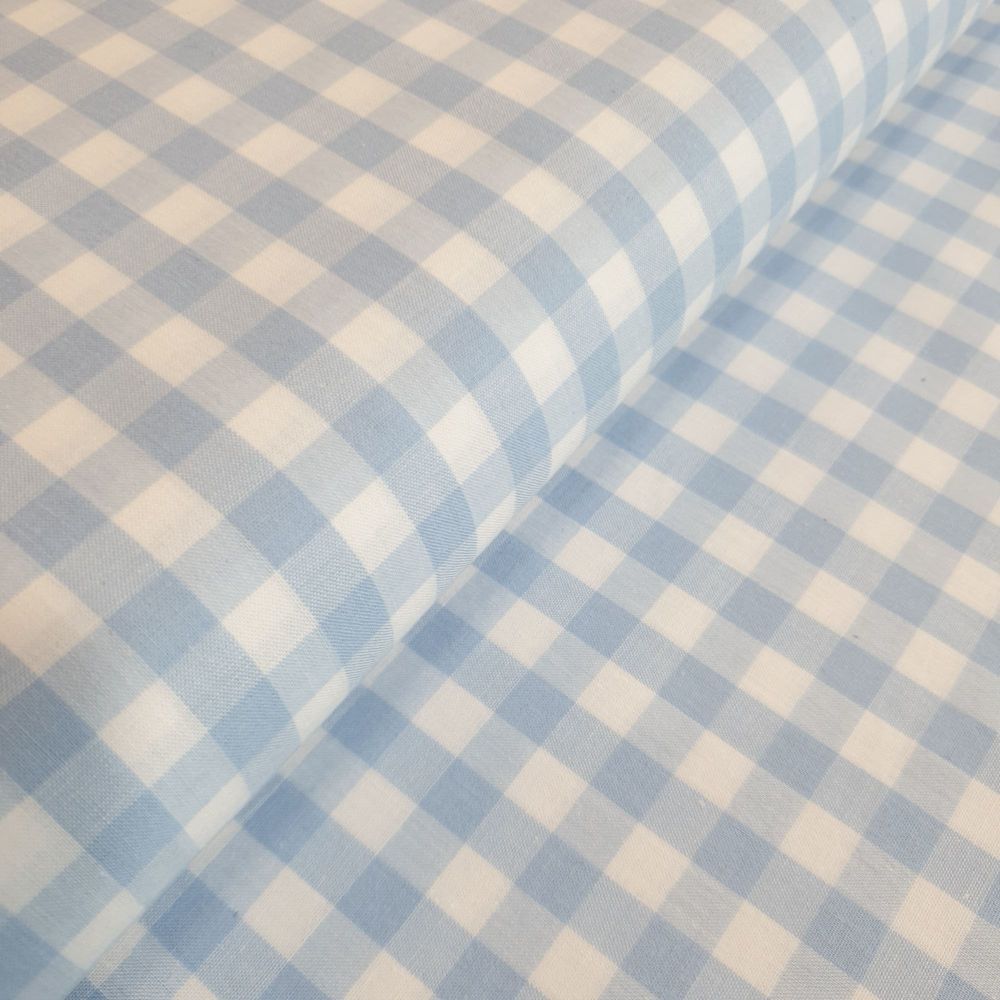 Yarn Dyed Cotton Gingham Fabric Pale Blue