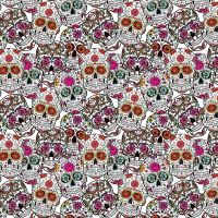 Cotton Fabric Sugar Skulls White 