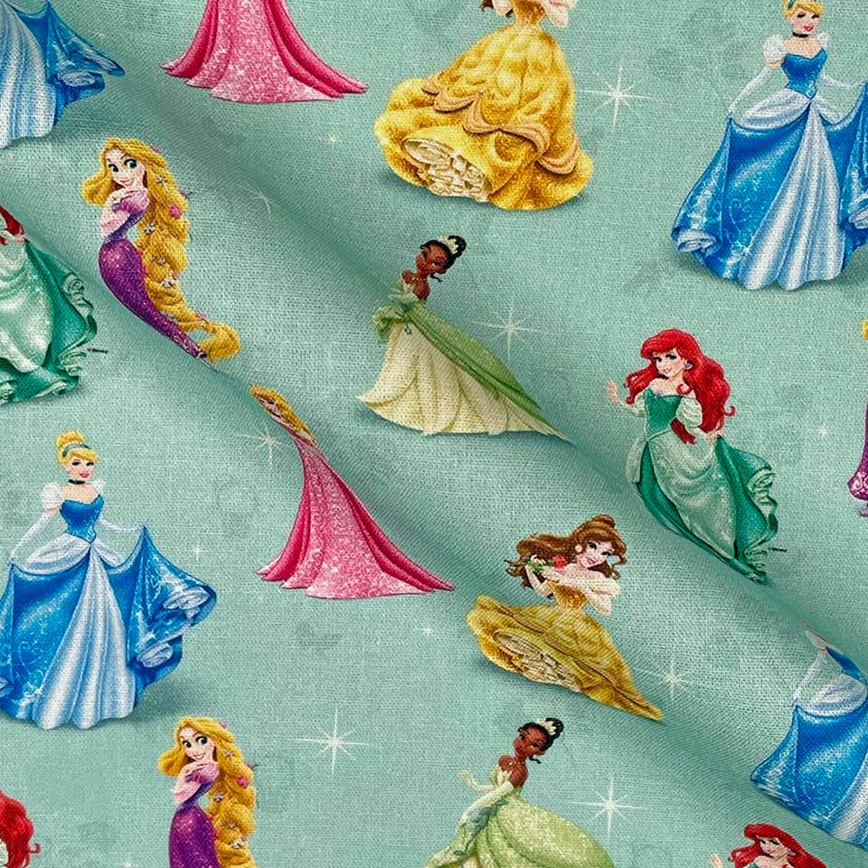 Disney Cotton Fabric Princess Mint 