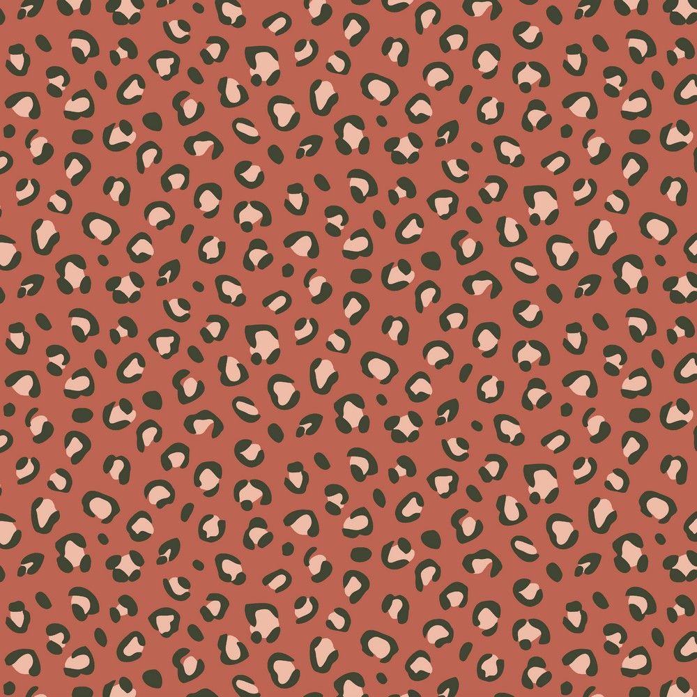 Cotton Poplin Fabric Leopard Print Terracotta 