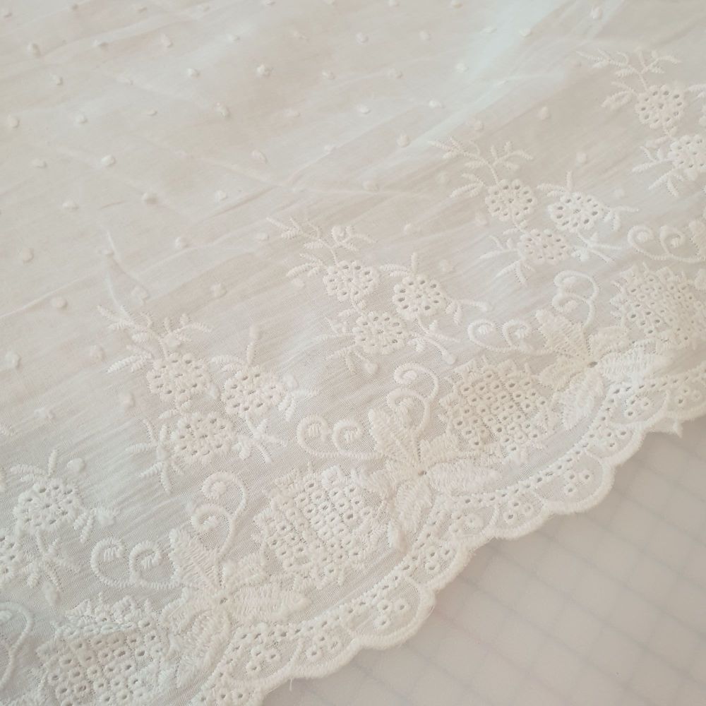 Cotton Dobby Fabric With Border White 
