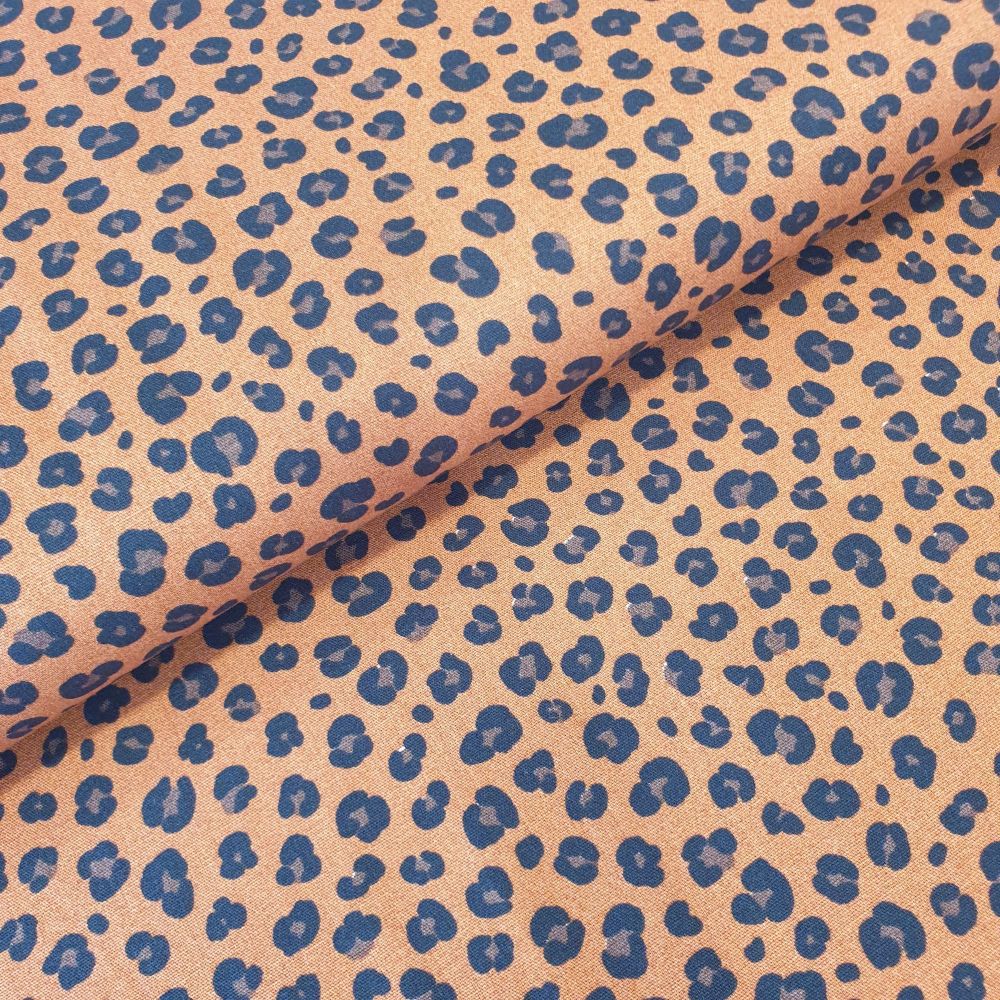 Cotton Poplin Fabric Leopard Print Rust