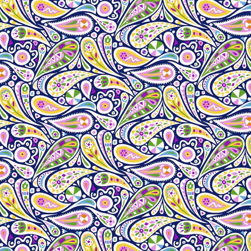 Dashwood Studio Cotton Lawn Kaleidoscope Ace Paisley Royal