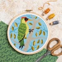 Green Woodpecker Cross Stitch Kit Hawthorn Handmade 