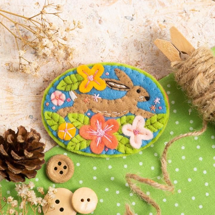 Hare Felt Craft Brooch Kit Hawthorn Handmade