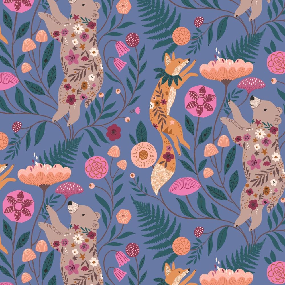 Dashwood Studio Cotton Fabric Wild Bears & Foxes Floral 