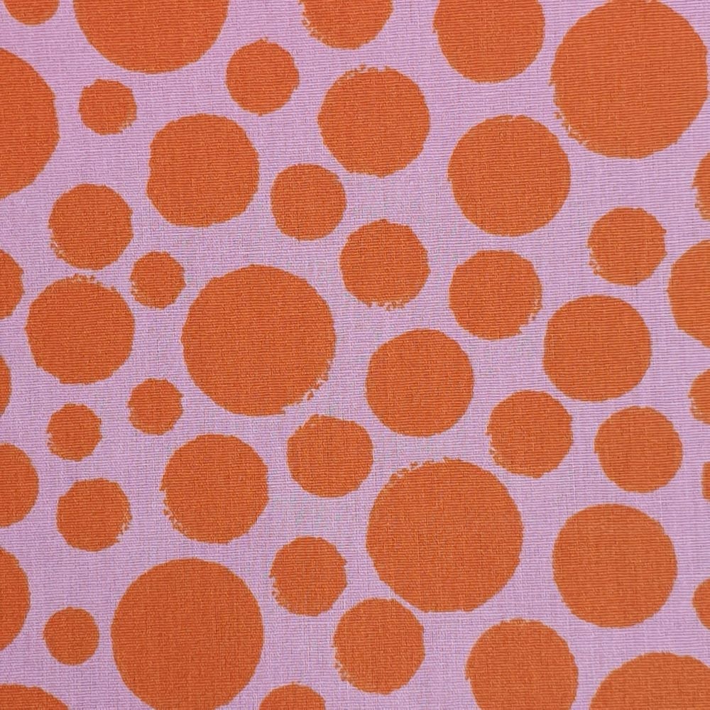 Coated Cotton Fabric Orange Dots 