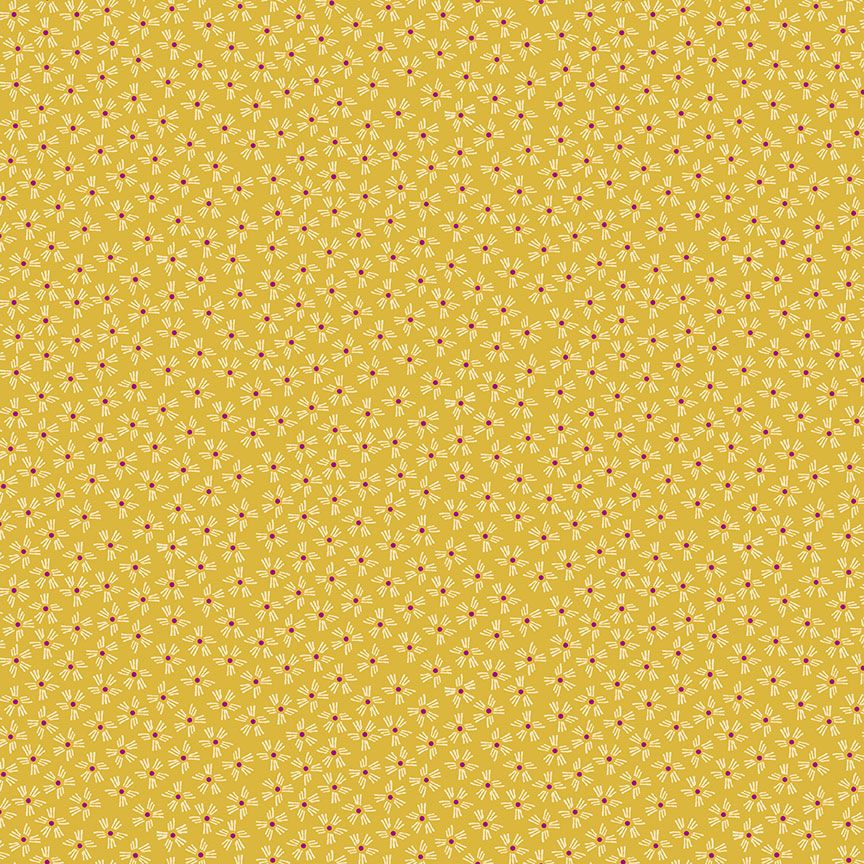 Henna By Makower Cotton Fabric Dash Flower Yellow