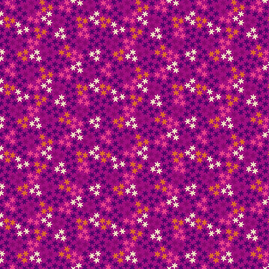 Henna By Makower Cotton Fabric Stars Pink 