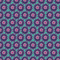 Henna By Makower Cotton Fabric Sunflower Turquoise Purple