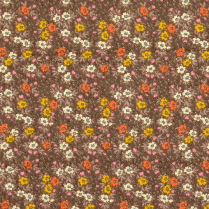 Babycord Fabric Autumn Flowers Brown 