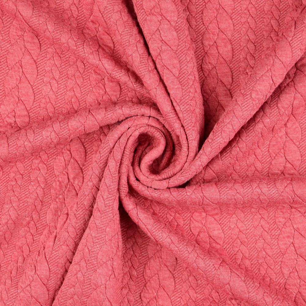 Jacquard Jersey Cable Knit Fabric Cherry 