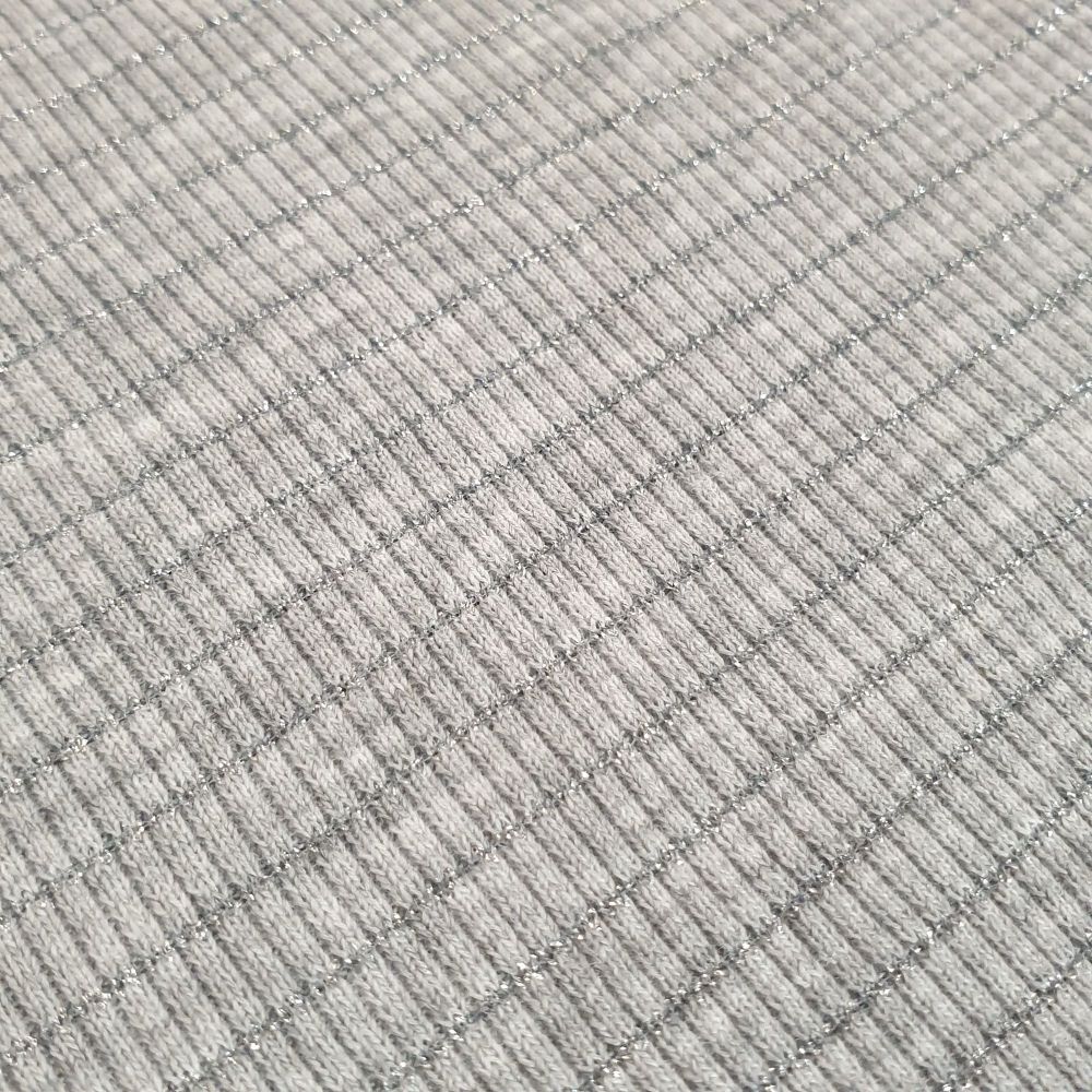 Metallic Rib Jersey Stripe Grey 