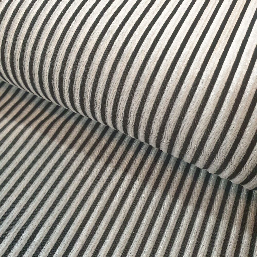 Velvet Stripe Jersey Fabric Silver  