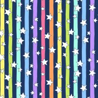 Makower Believe Cotton Fabric Star Stripe Navy  