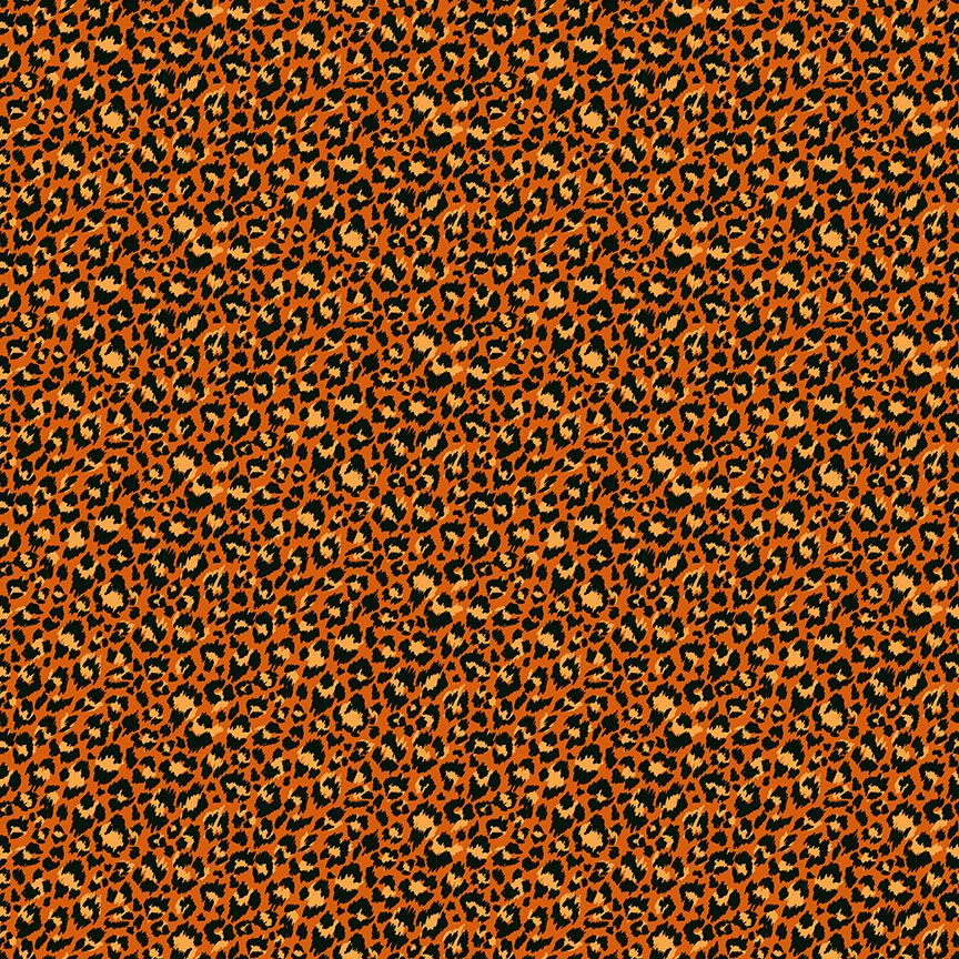 Makower Cotton Fabric Jewel Leopard Skin Orange 