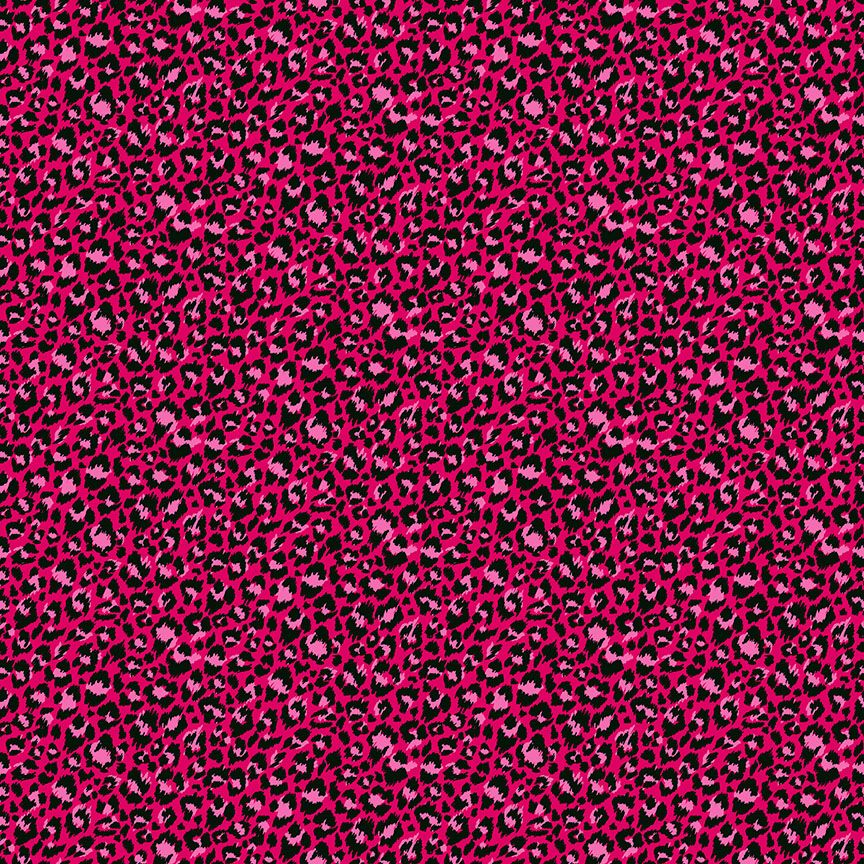Makower Cotton Fabric Jewel Leopard Skin Hot Pink