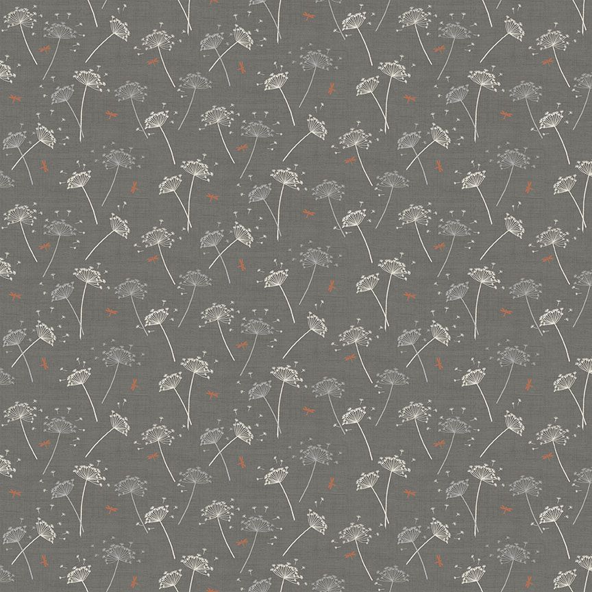 Makower Cotton Fabric Hedgerow Cowslip Grey 