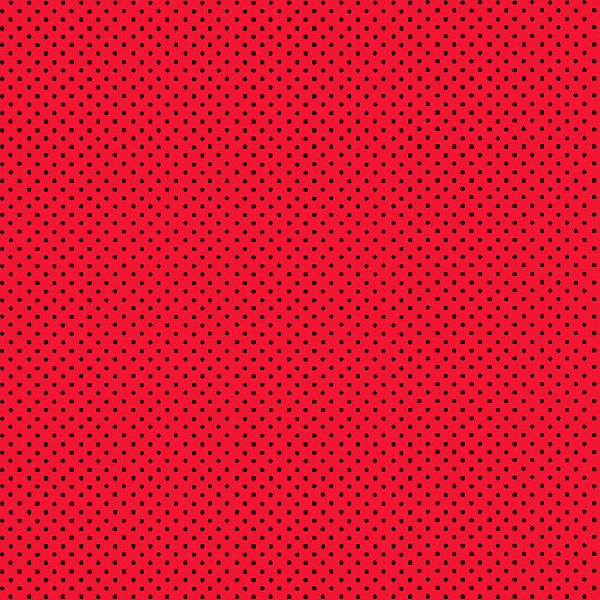Makower Cotton Fabric Spot Black On Red