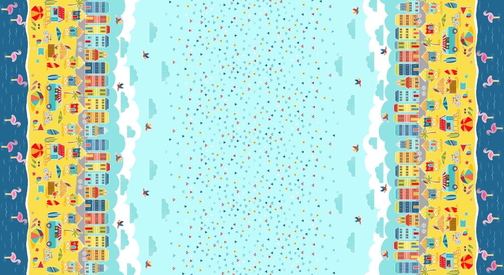 Makower Cotton Fabric Pool Party Double Border 