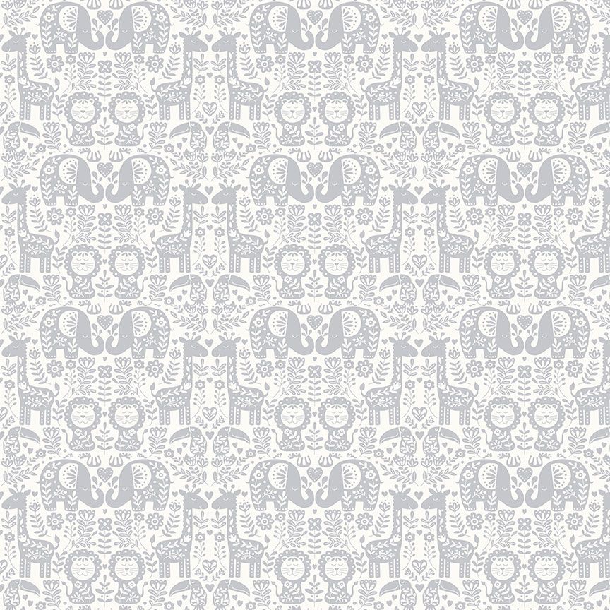 Makower Cotton Fabric Baby Safari Pairs Grey 