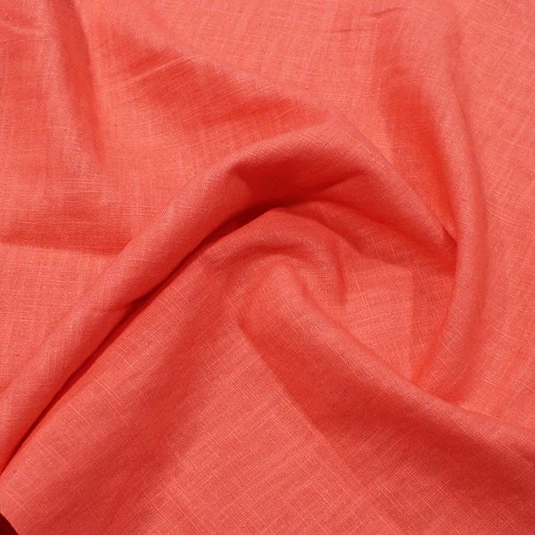 Plain Washed Linen Fabric Coral 
