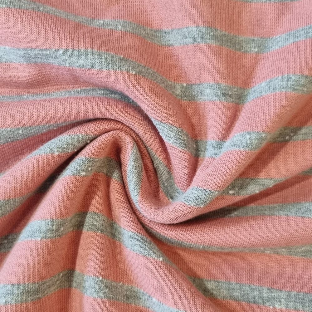 Sweatshirt Melange Fabric Stripe Dusky Pink 