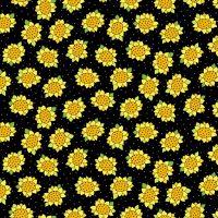 Makower Cotton Fabric Kim Schaefer Sunflower Heads Black 
