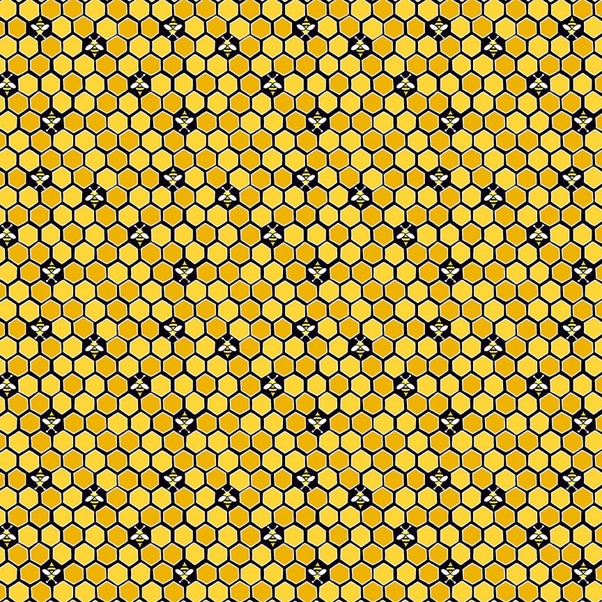 Makower Cotton Fabric Kim Schaefer Honeycomb Yellow 