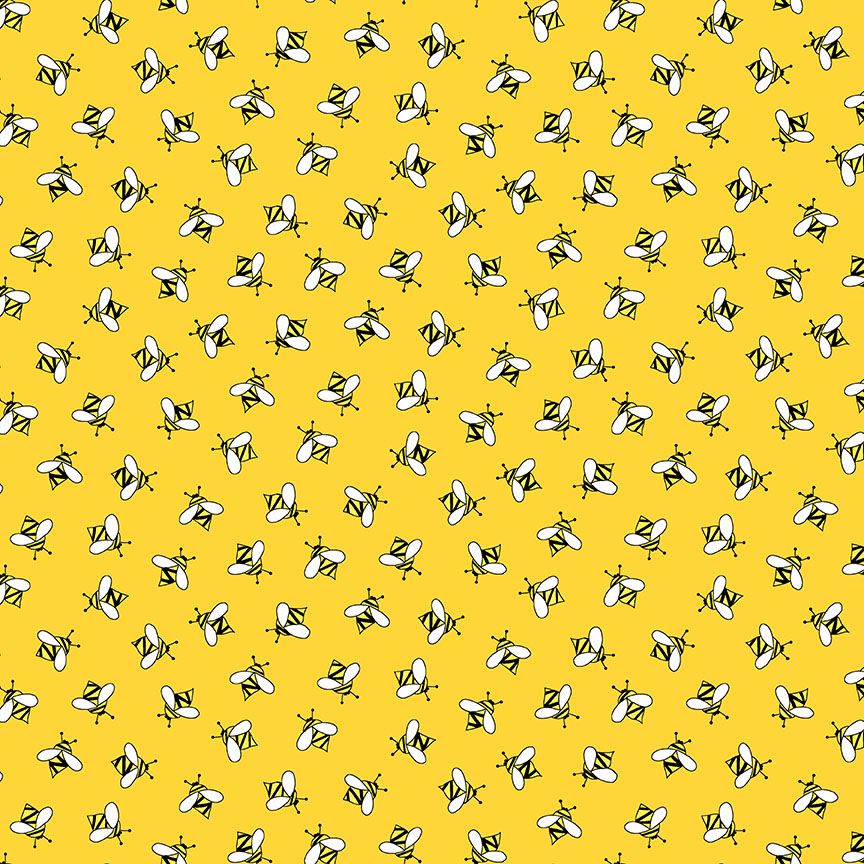 Makower Cotton Fabric Kim Schaefer Bees Yellow