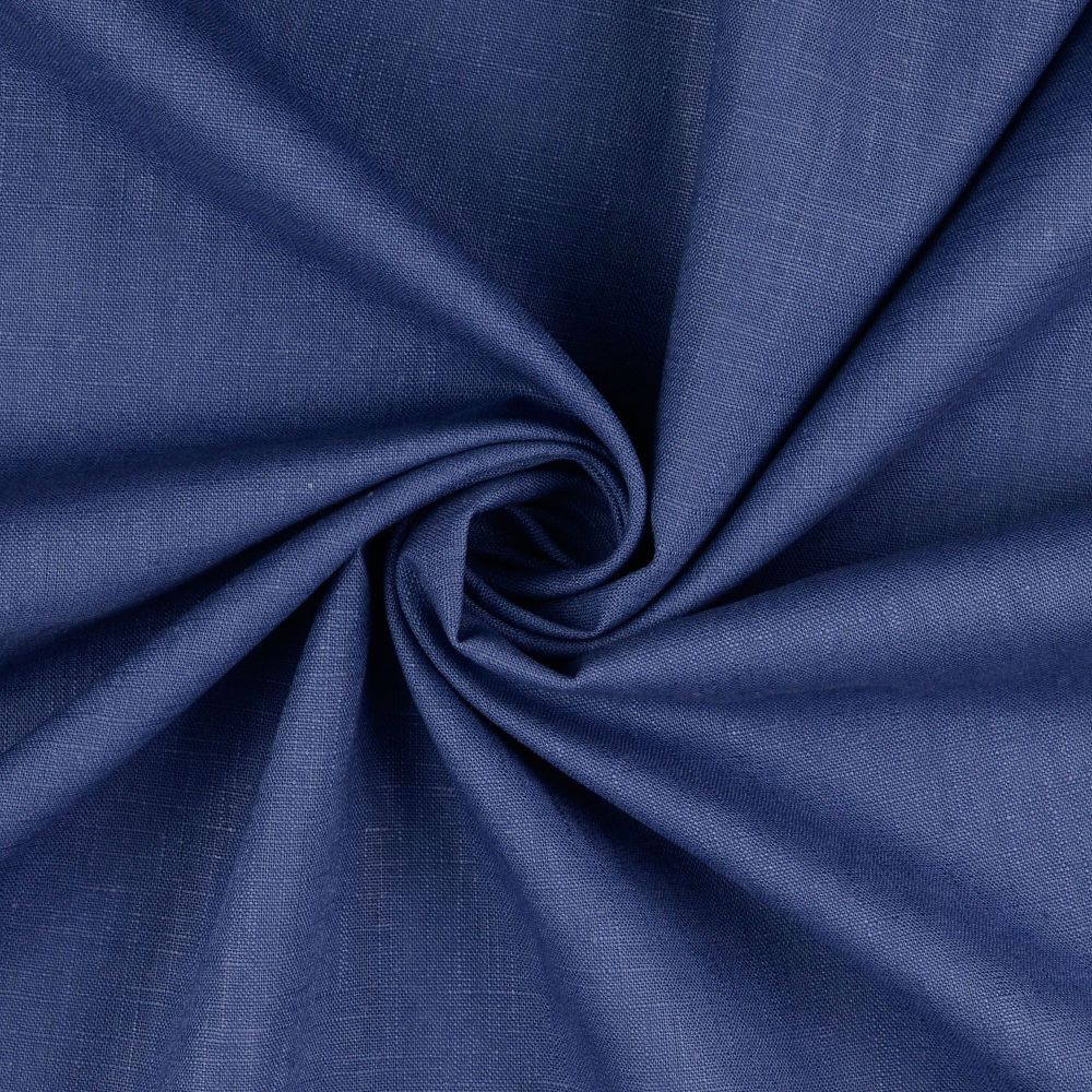 Plain Washed Linen Fabric Denim Blue 
