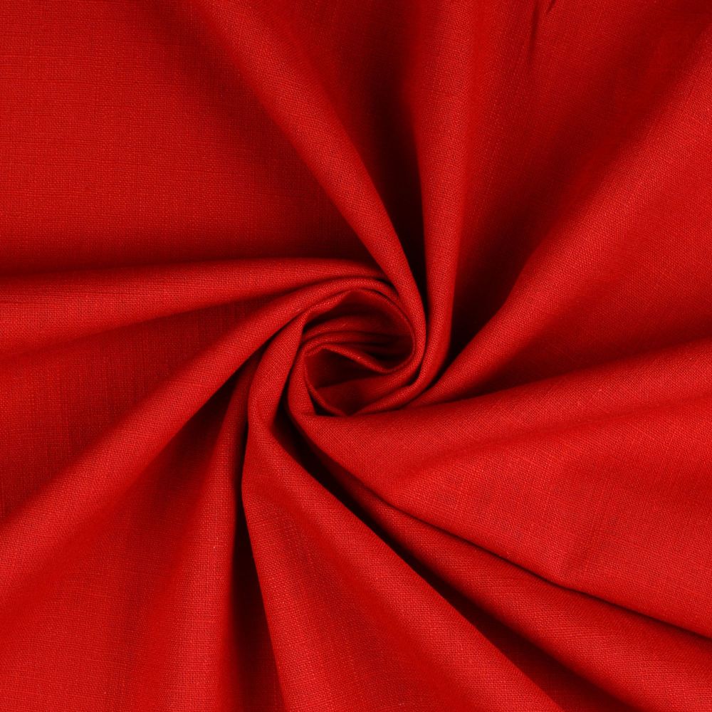 Plain Washed Linen Fabric Red