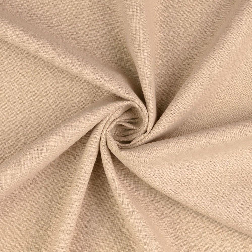 Plain Washed Linen Fabric Tan 