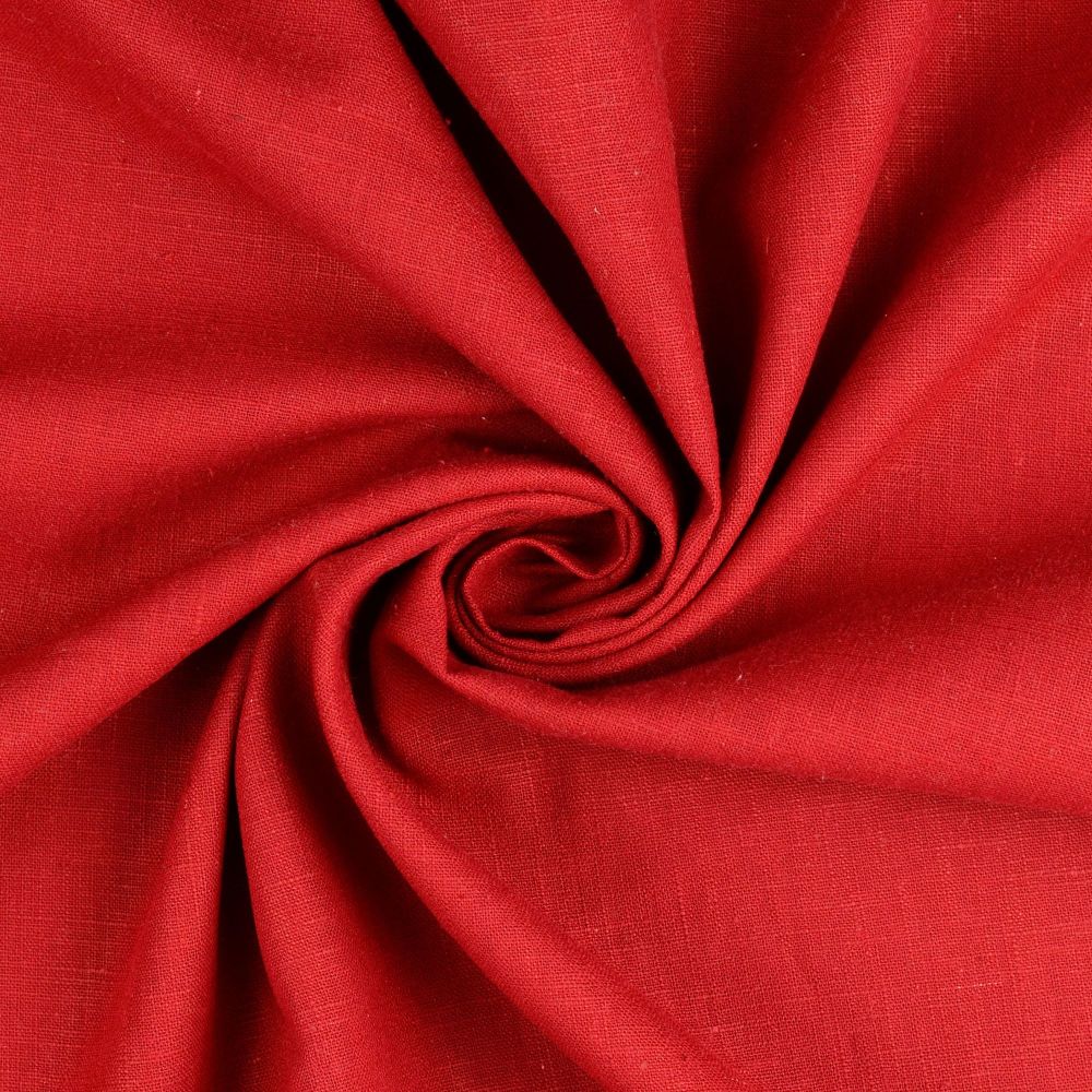 Plain Washed Linen Fabric Ruby Red