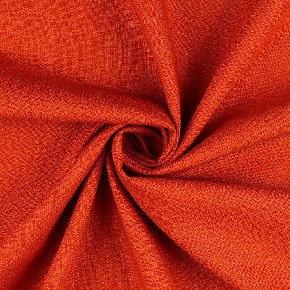 Plain Washed Linen Fabric Terracotta 6013