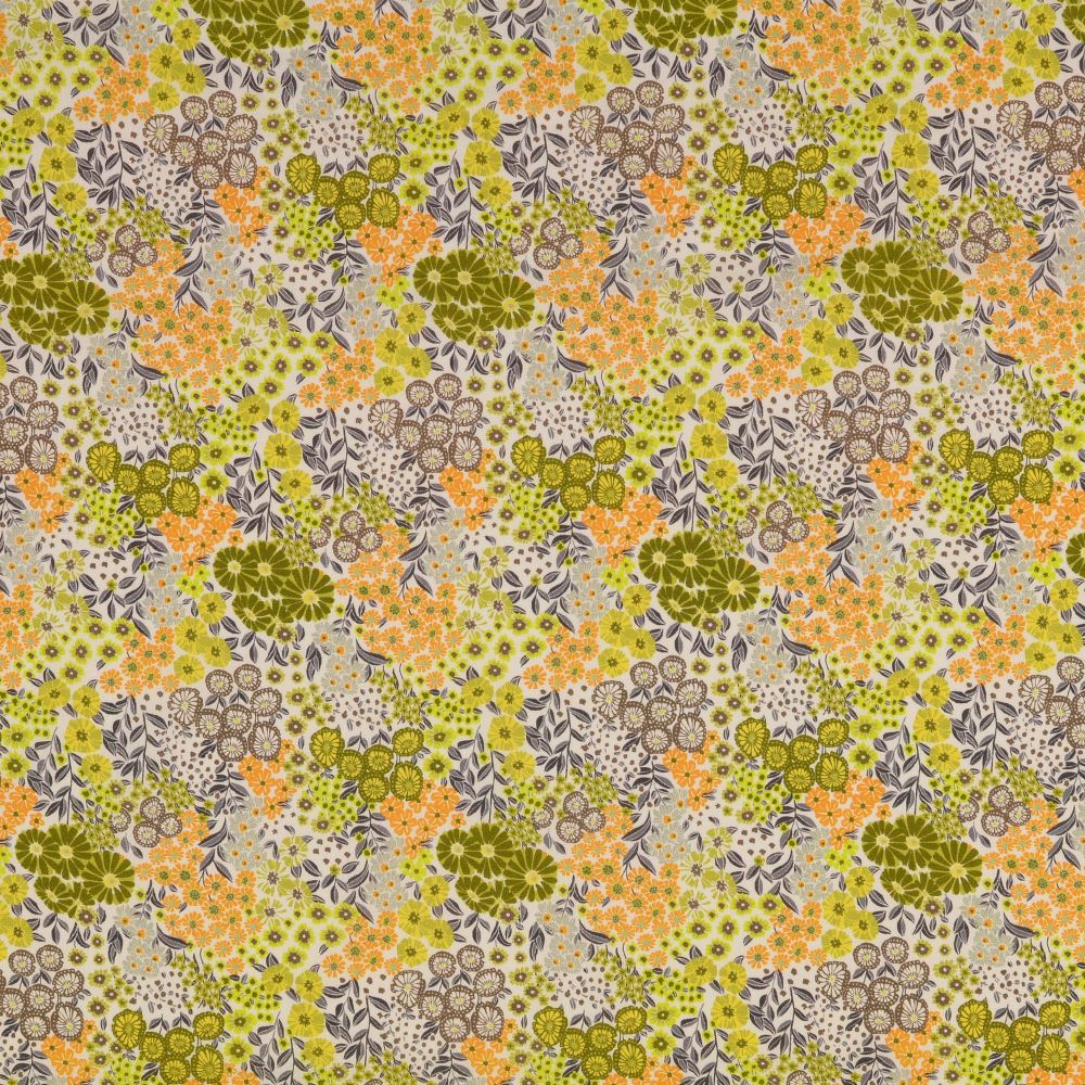 Cotton Voile Fabric Dainty Florals Greens 