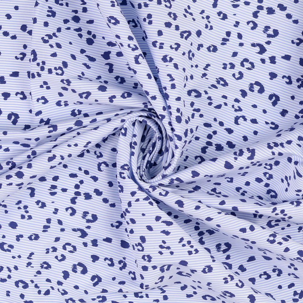 Lightweight Cotton Stretch Fabric Striped Leopard Print 