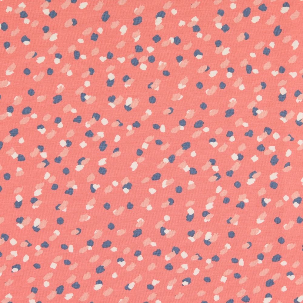 French Terry Fabric Soft Coral Dotty 
