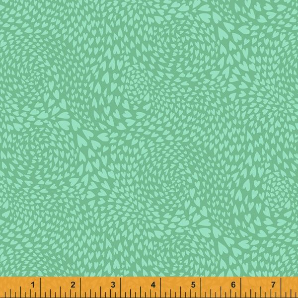 Eden By Sally Kelly Windham Fabrics Swirl Of Hearts Green on Green Cotton